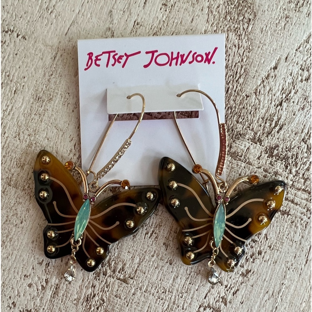 Betsey Johnson butterfly earrings. Tried on.
